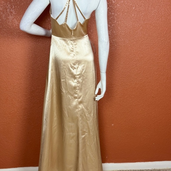 AZAZIE Elegant Gold Satin Evening Gown Size A2. E83 - Picture 13 of 16